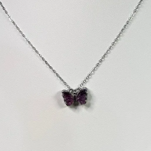 Purple Fluorite Butterfly Necklaces