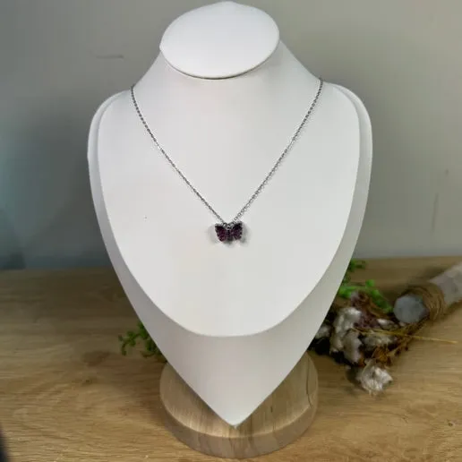 Purple Fluorite Butterfly Necklaces