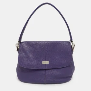 Purple Leather Flap Crossbody Bag