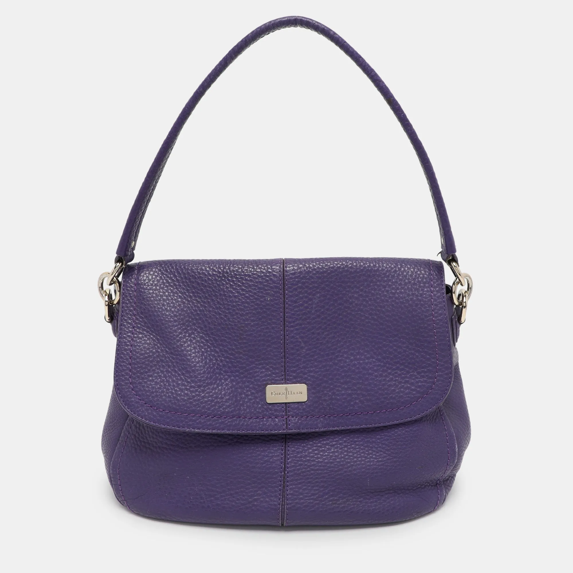 Purple Leather Flap Crossbody Bag