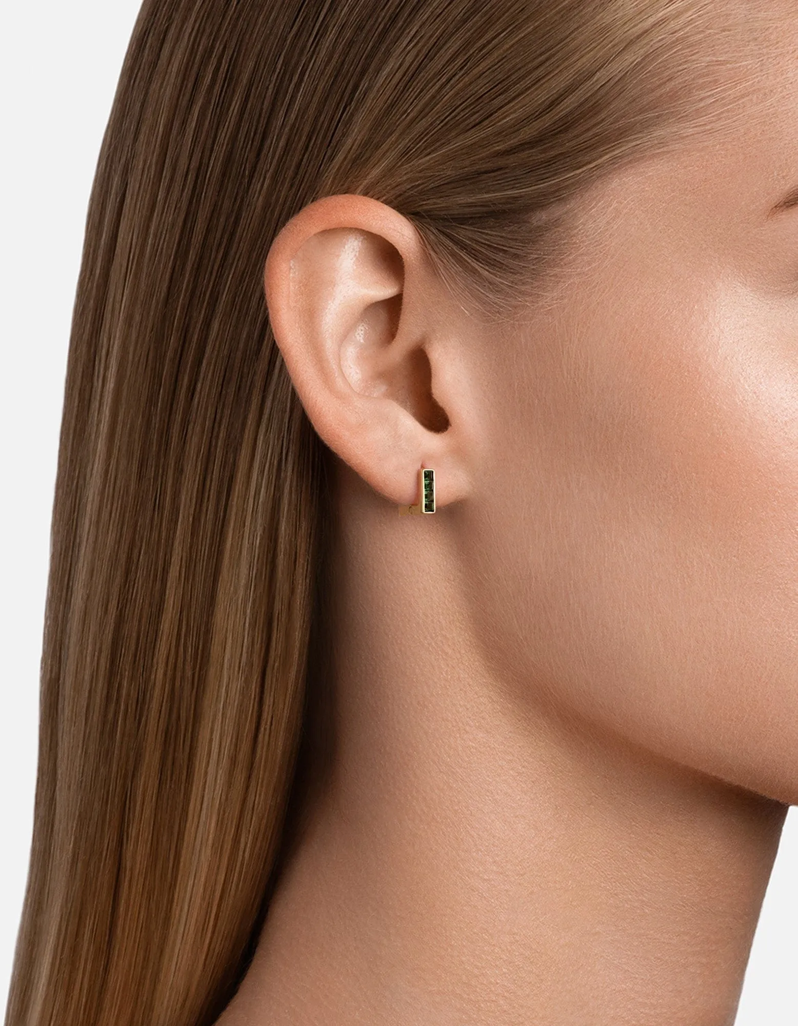 Quad Quartz Huggie Earrings, Gold Vermeil