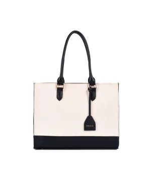 RACHEL TOTE BAG | BLACK & OFF WHITE | MEDIUM