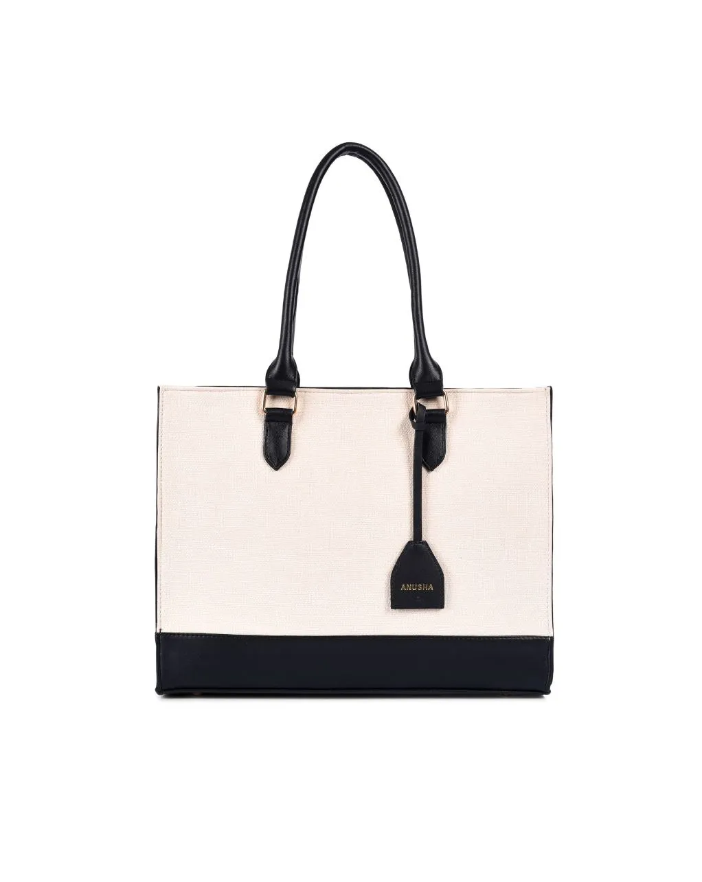 RACHEL TOTE BAG | BLACK & OFF WHITE | MEDIUM