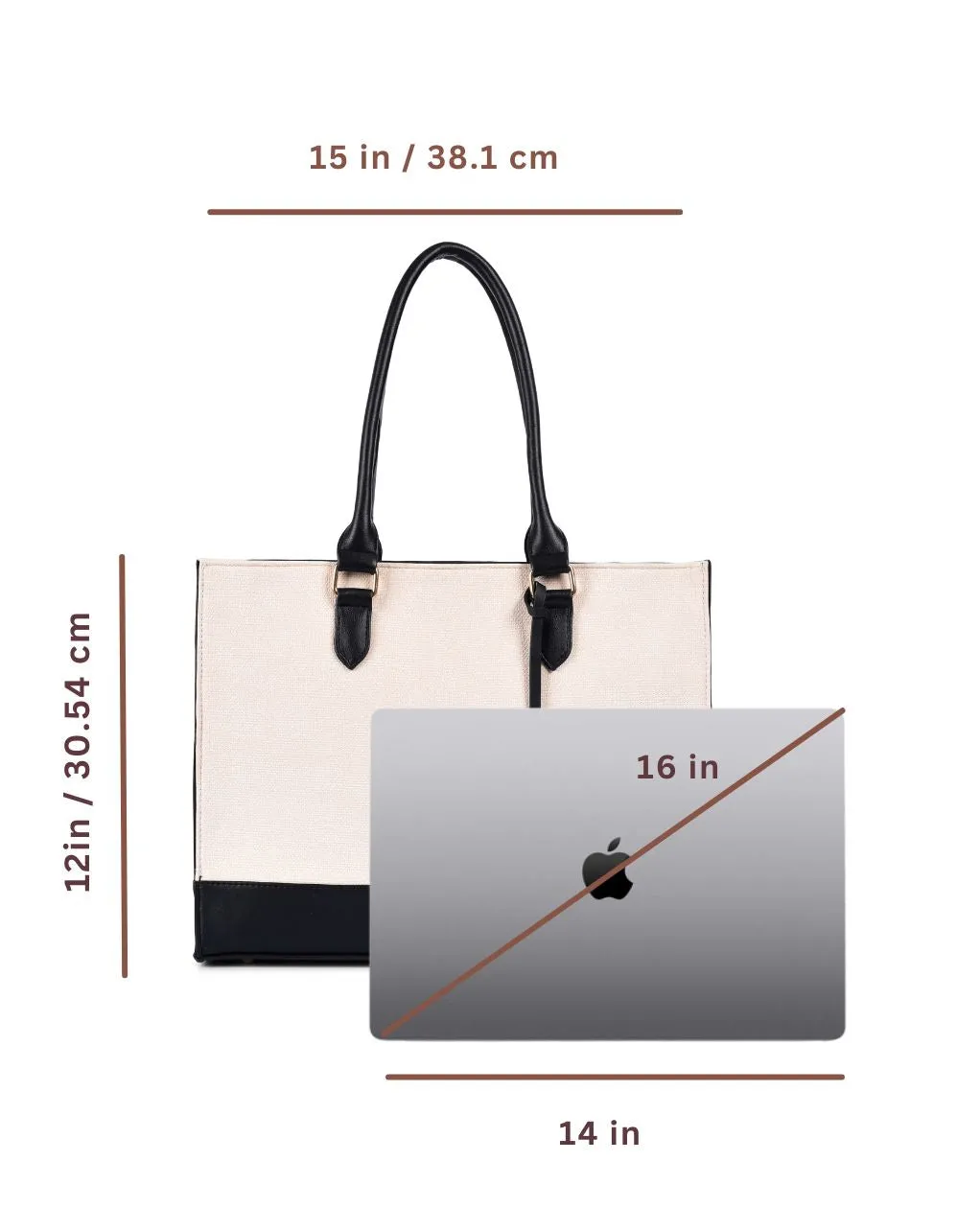 RACHEL TOTE BAG | BLACK & OFF WHITE | MEDIUM