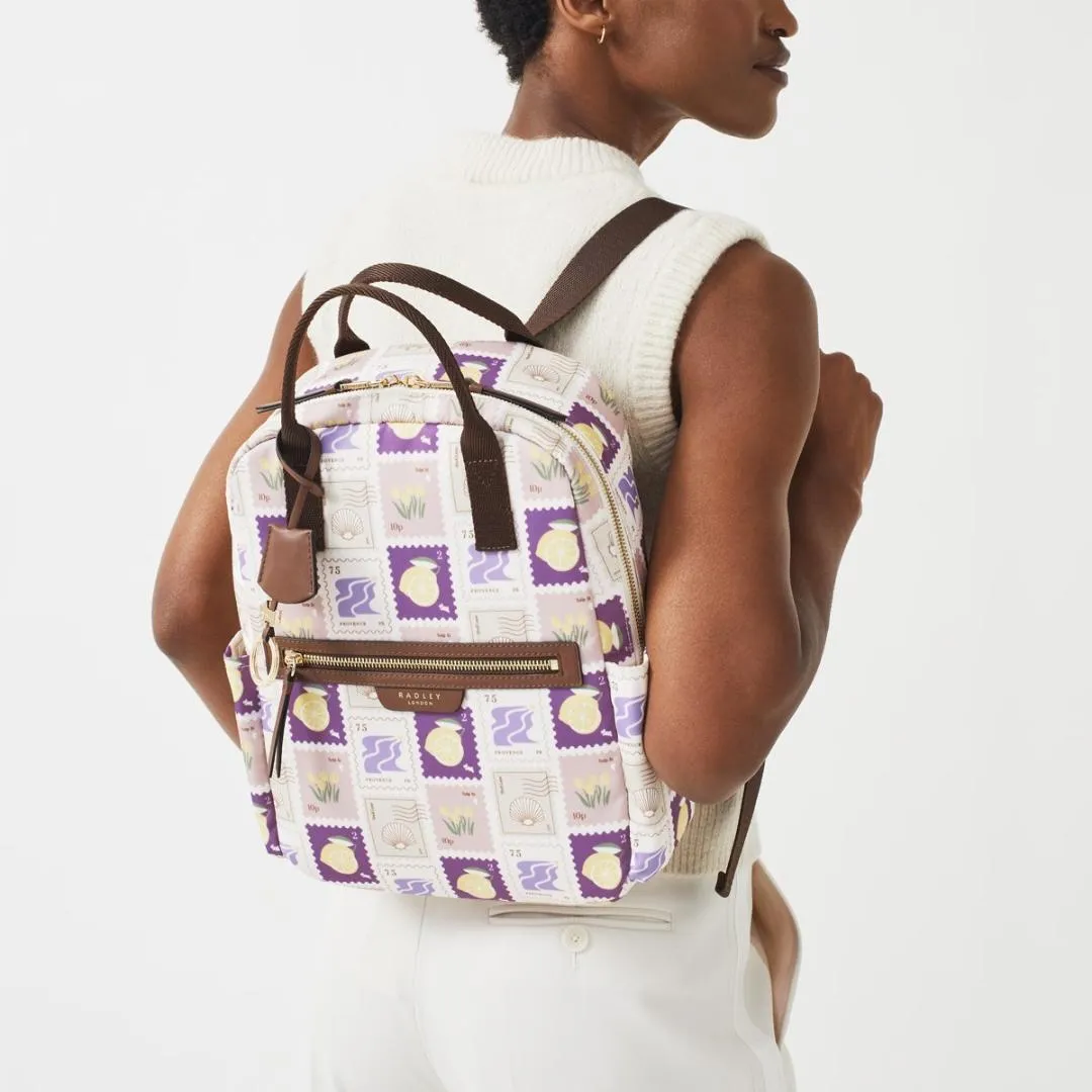Radley Finsbury Park Holiday Stamps Medium Ziptop Backpack - Light Natural