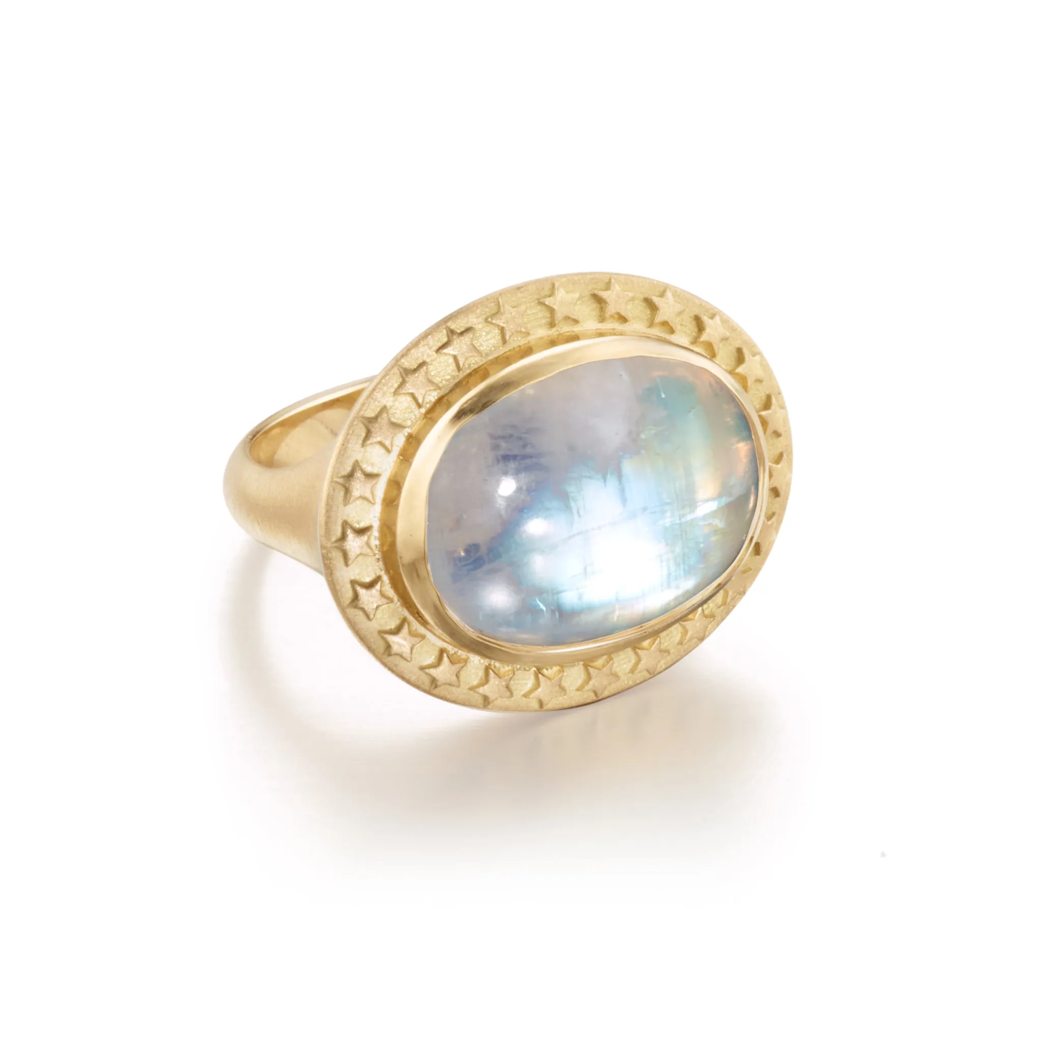 Rainbow Moonstone Star Cocktail Ring