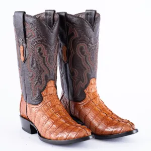 RANCHO SEMENTAL EXOTIC LEATHER Caiman Tail Cognac Cowboy Boots