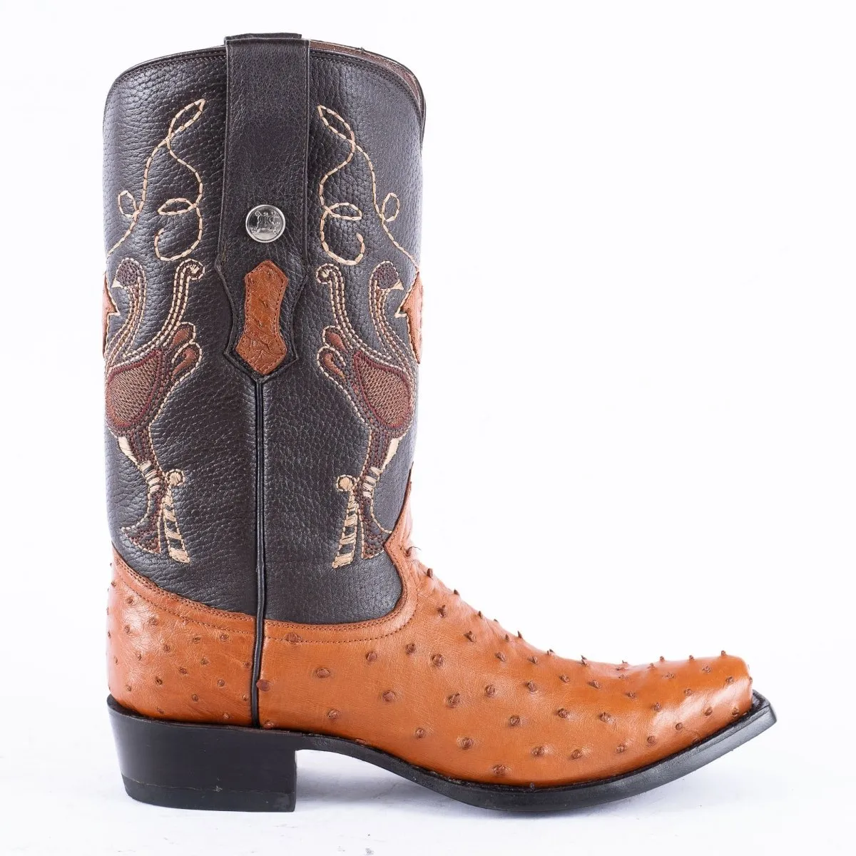 RANCHO SEMENTAL EXOTIC LEATHER Ostrich Cognac Cowboy Boots