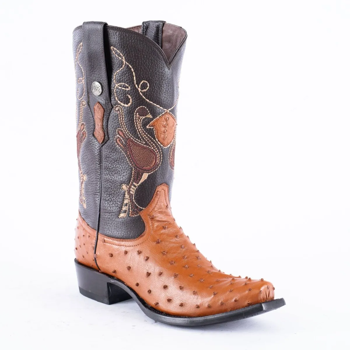 RANCHO SEMENTAL EXOTIC LEATHER Ostrich Cognac Cowboy Boots