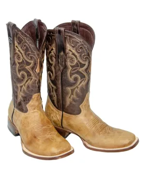 RANCHO SEMENTAL MEN’S Olden Tan Western Boots Whit Brown Top