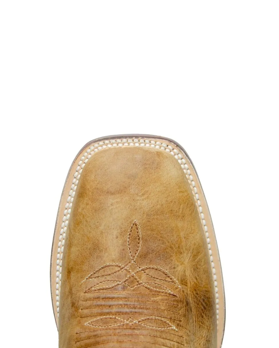 RANCHO SEMENTAL MEN’S Olden Tan Western Boots Whit Brown Top