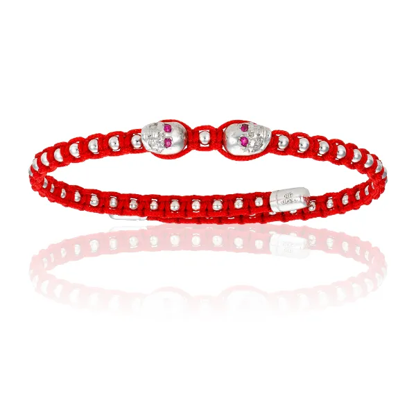 Red, Silver and Stones Bracelet Combination