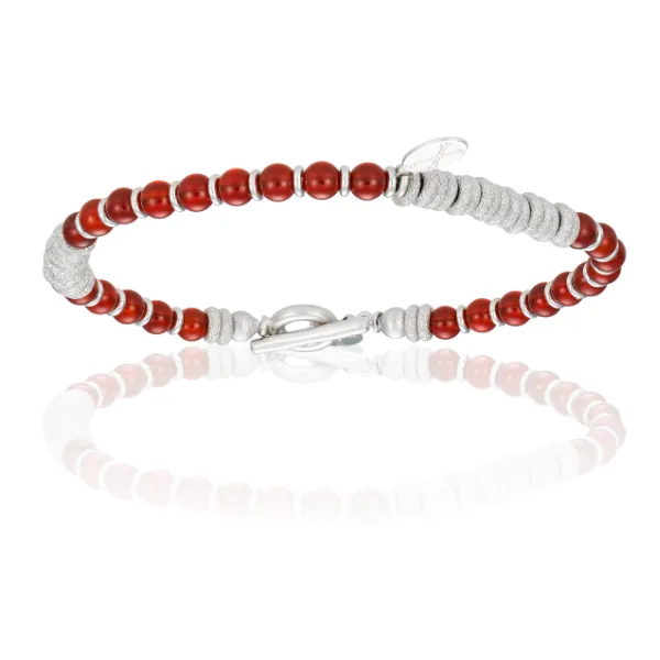 Red, Silver and Stones Bracelet Combination