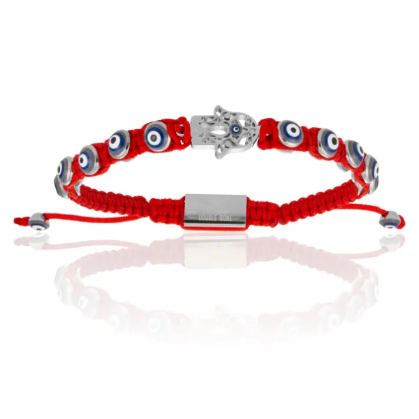 Red, Silver and Stones Bracelet Combination