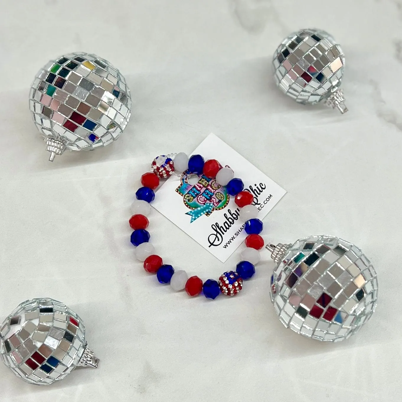 Red White Blue Crystal Bracelets