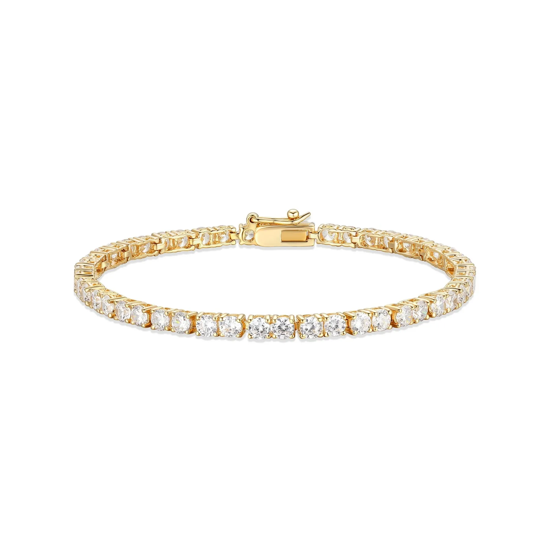 Reign Sterling Silver 18K Gold Plated CZ Tennis Bracelet