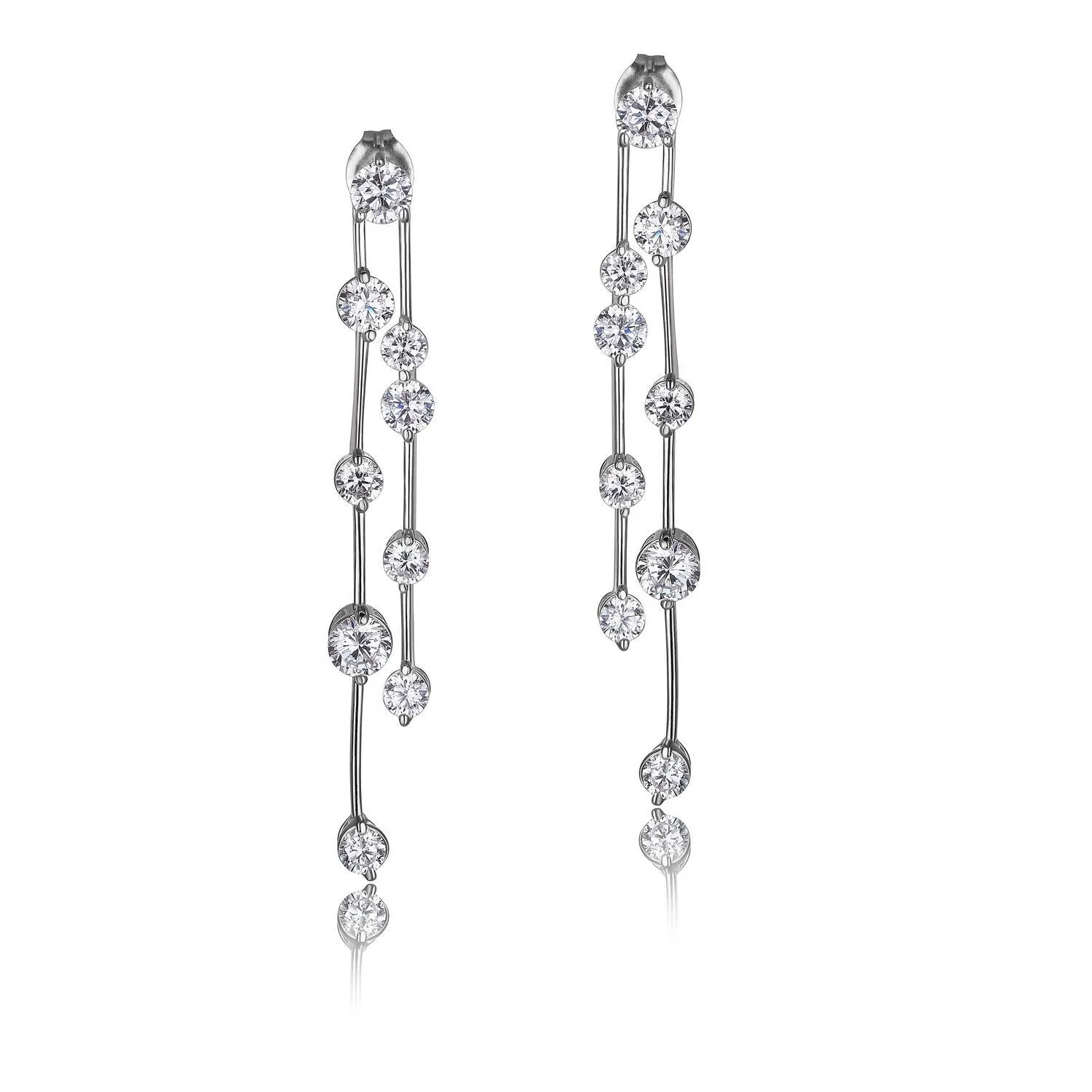 Reign Sterling Silver Rhodium Plated Waterfall CZ Dangle Earrings
