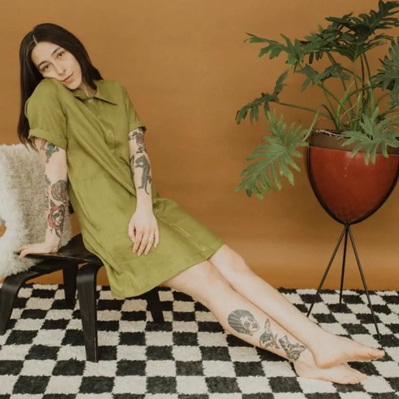 Revolution Dress in Avocado Linen