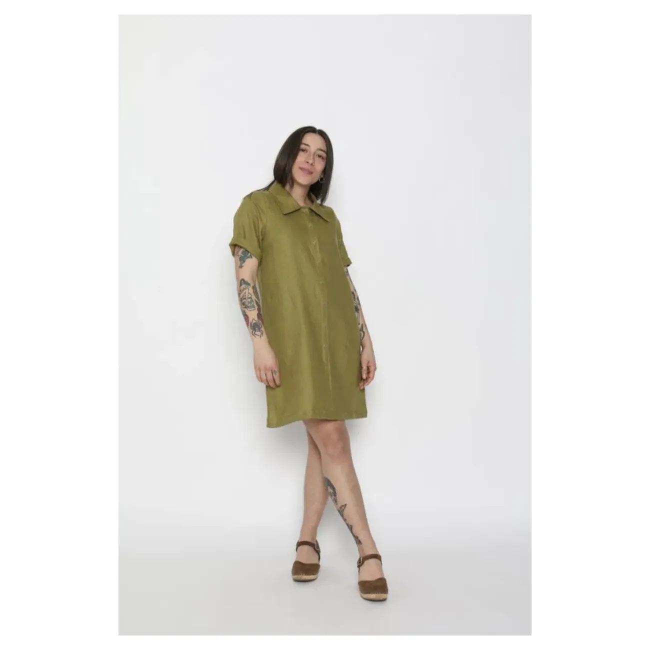 Revolution Dress in Avocado Linen
