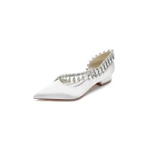 Rhinestone Beaded Pointed Toe Kitten Heels