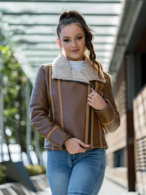 Rihanna Brown Sheepskin Jacket