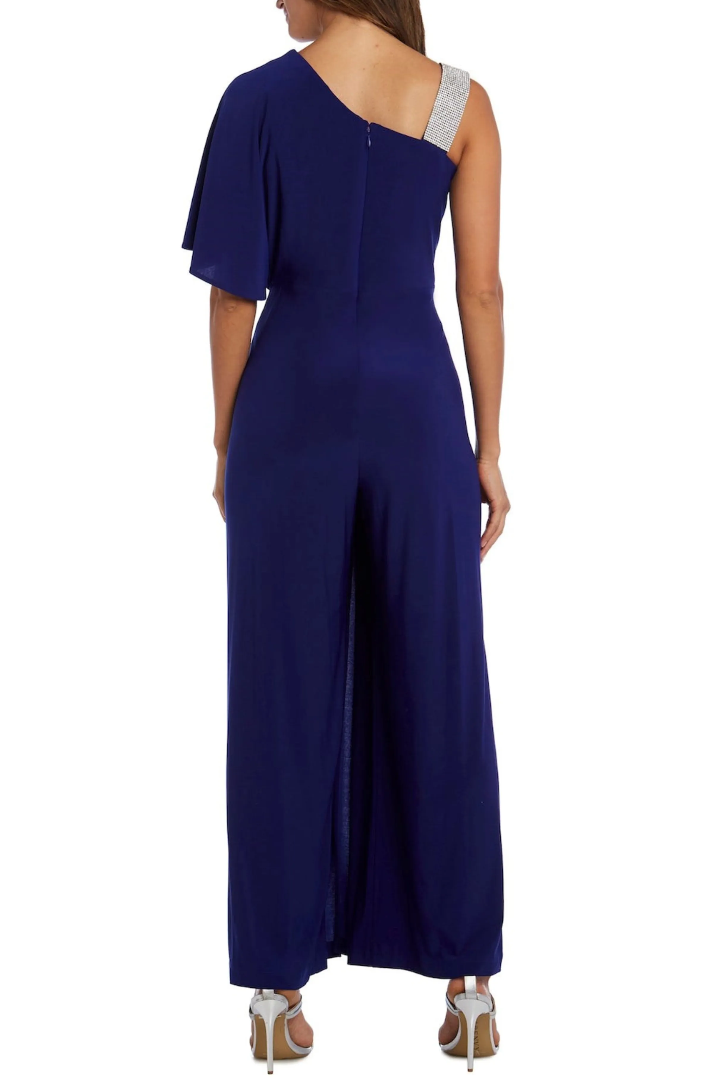 RM Richards Studded One Shoulder Overlay Jumpsuit
