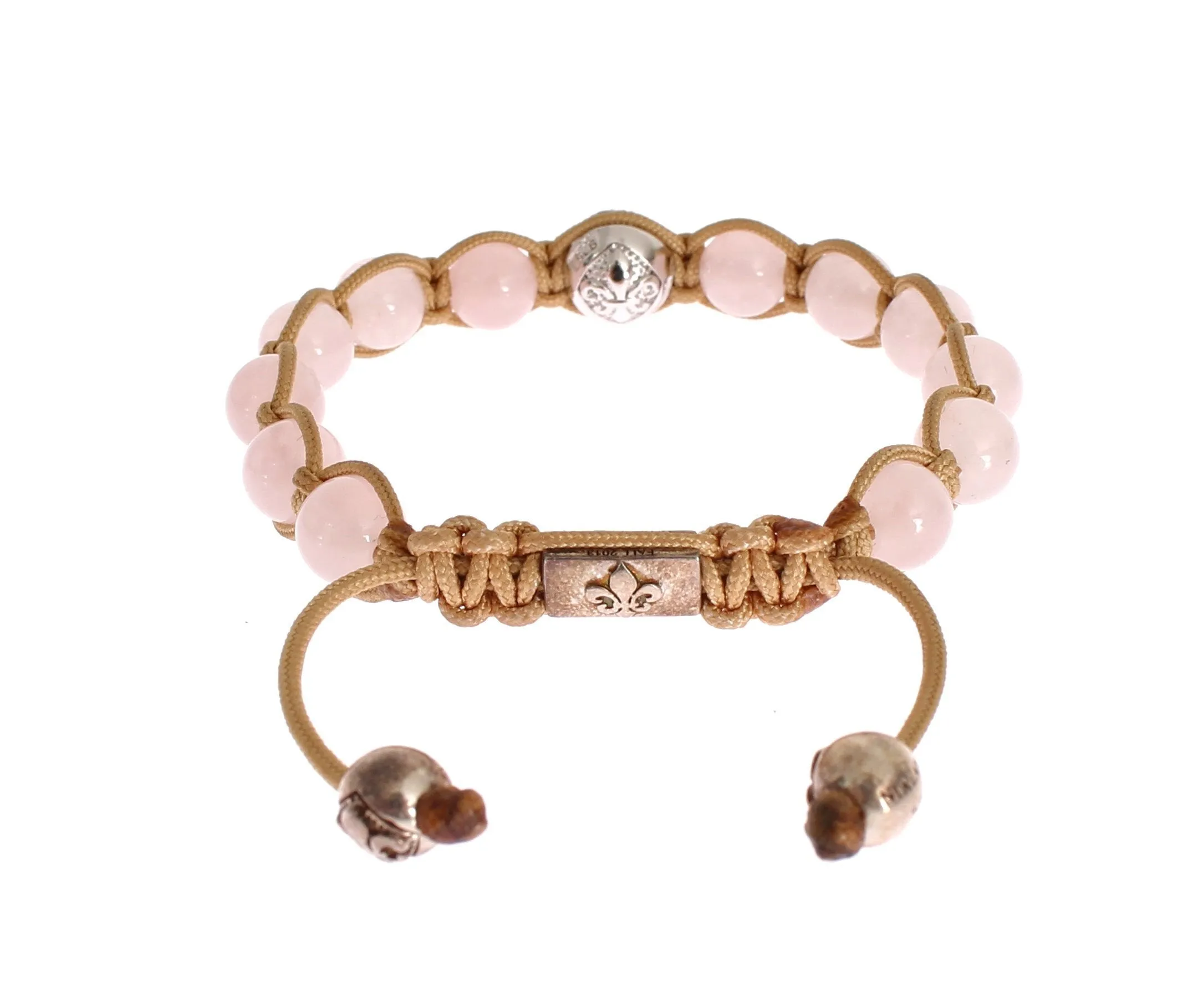 Rose Quartz CZ 925 Silver Logo Bracelet