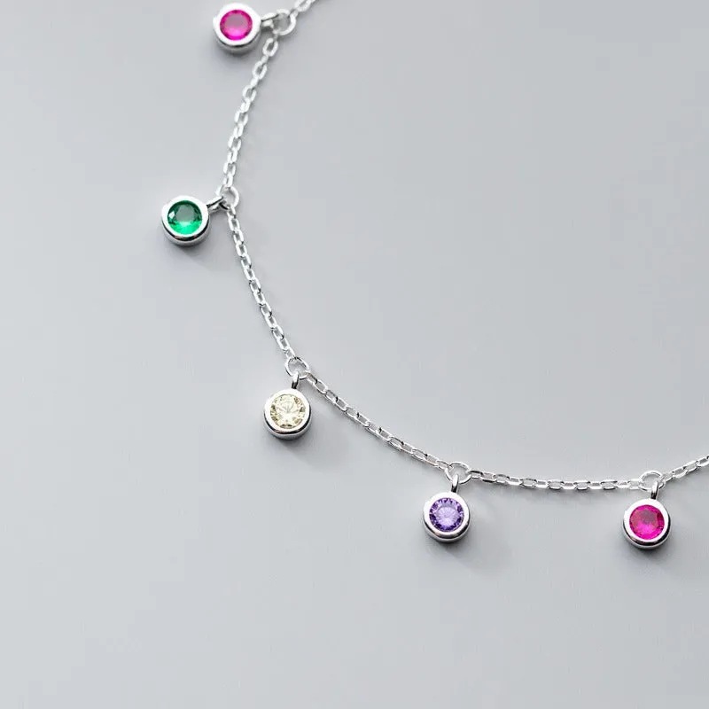 Round Beads Charm Bracelet Silver Link Chain For Women Jewelry