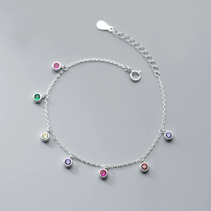 Round Beads Charm Bracelet Silver Link Chain For Women Jewelry