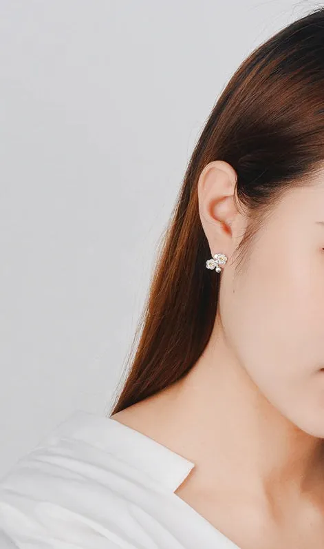 S925 Sterling Silver Floral Cherry Blossom Sakura Minimalist Flower Earrings, Small Sterling Silver Earrings