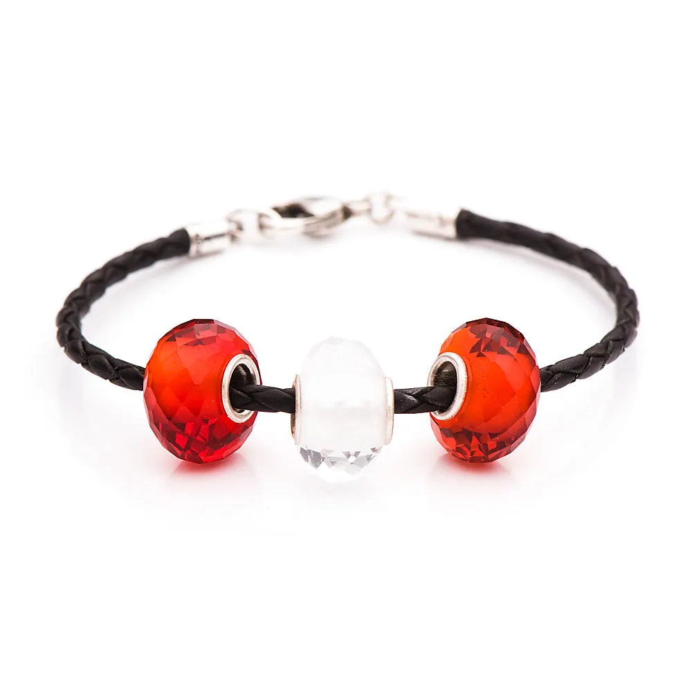 School Spirit Bracelets, Red/Black/White