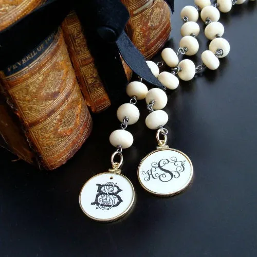 Scrimshaw Monogram Cipher Charm Bracelet - Lisbeth Bracelet