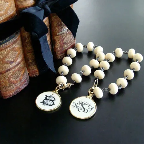 Scrimshaw Monogram Cipher Charm Bracelet - Lisbeth Bracelet