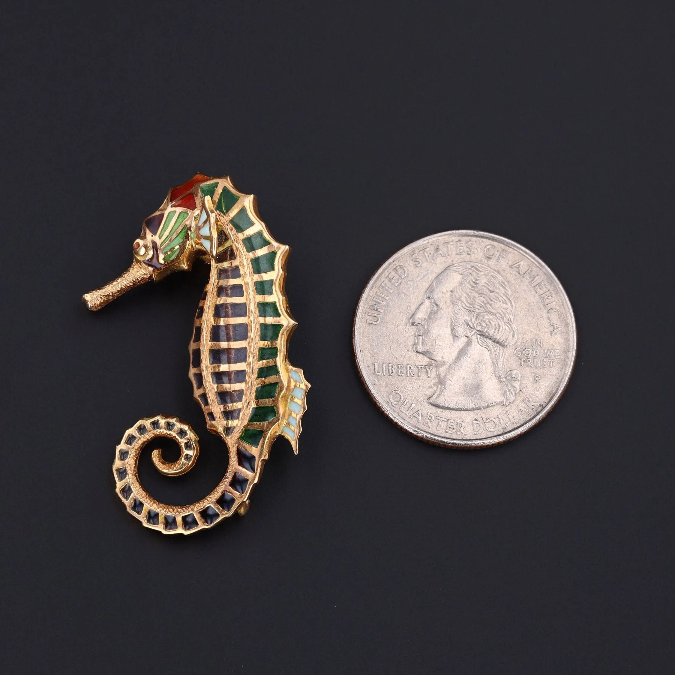 Seahorse Brooch | 18k Gold & Plique-a-Jour Enamel