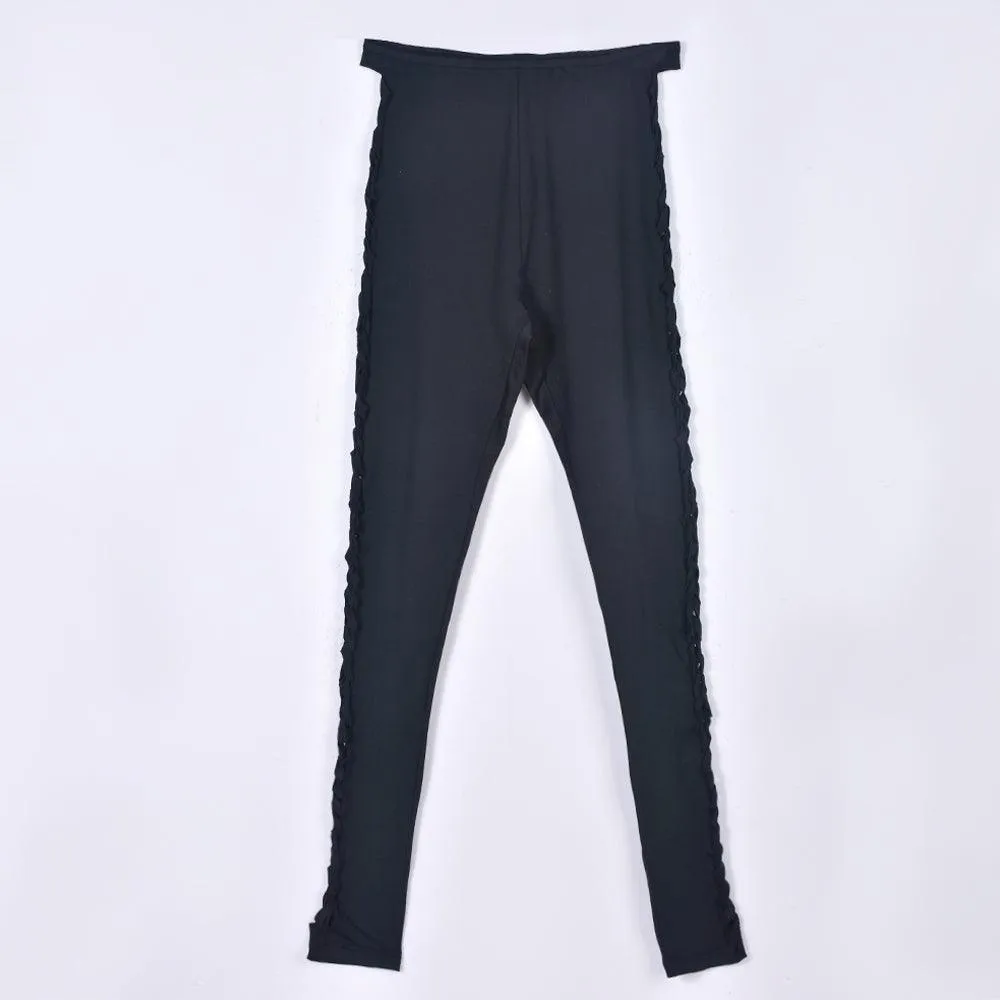 Sexy Punk Gothic Leggings Ripped Design and Bandage Detailing