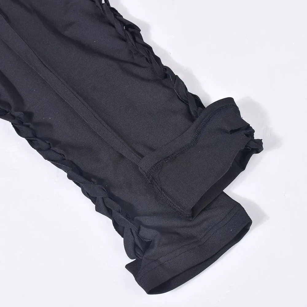 Sexy Punk Gothic Leggings Ripped Design and Bandage Detailing