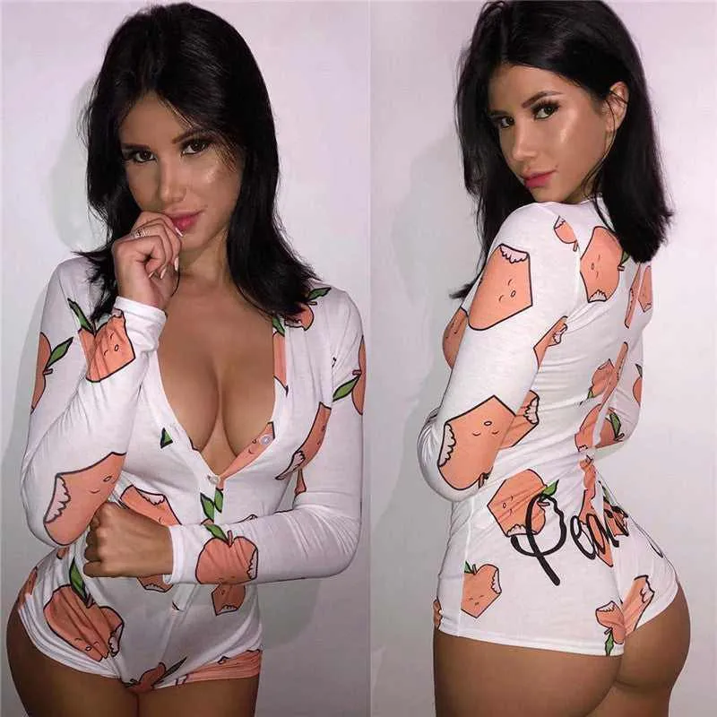 Sexy Women Deep V-neck Sleepwear Bodysuit-Shorts Romper Bodysuit