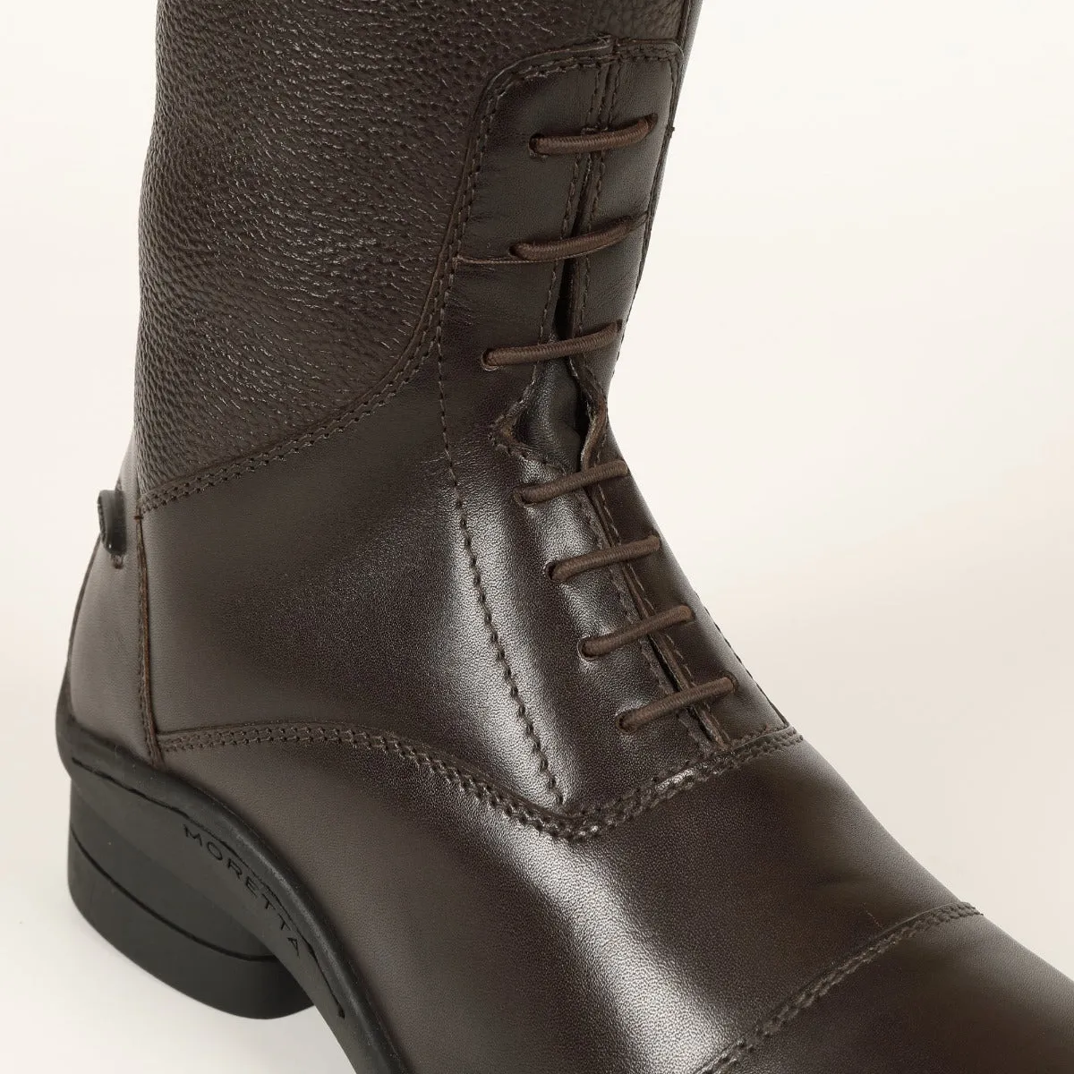 Shires Moretta Brown Gianna Lace Front Long Leather Riding Boots (Regular Height)
