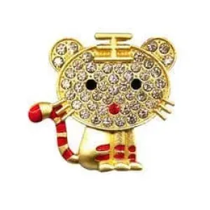 Shoe charm brooch -  Chinese cat diamonds on gold