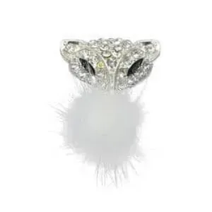 Shoe charm brooch - Leopard face diamonds on silver