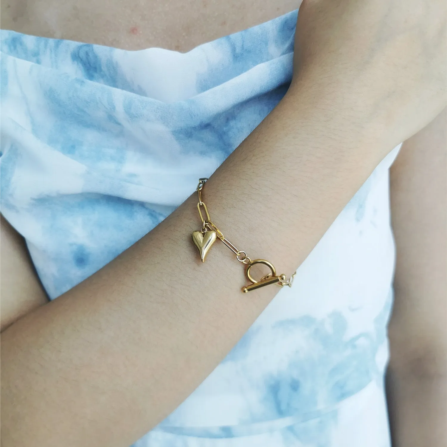 Shop Personalized Heart Paper Clip Chain Bracelets