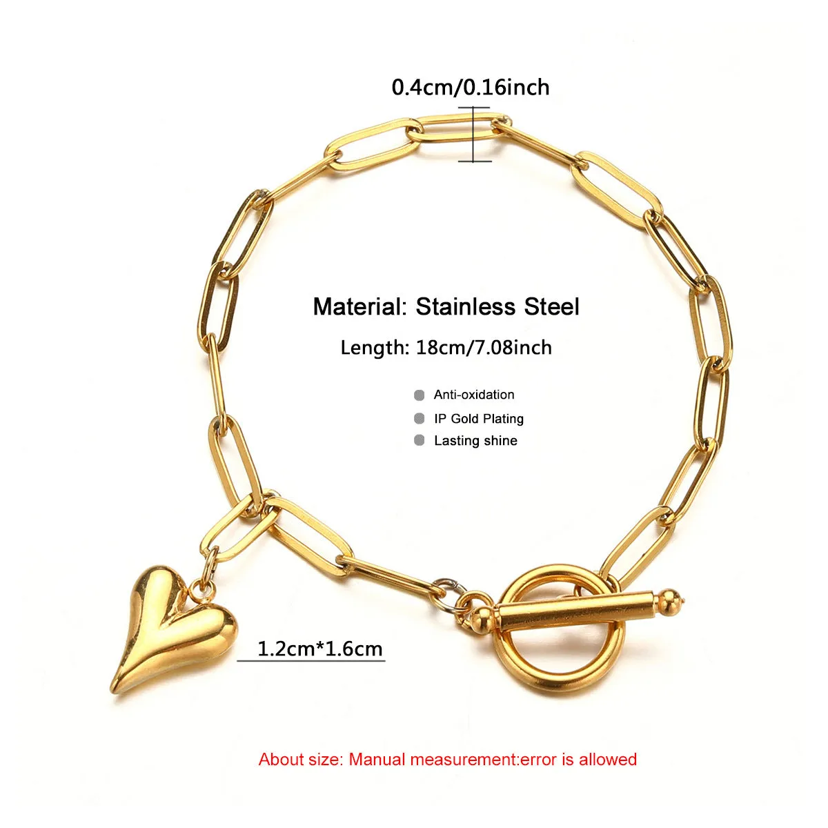 Shop Personalized Heart Paper Clip Chain Bracelets