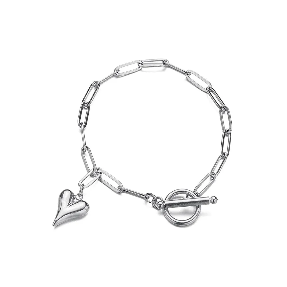 Shop Personalized Heart Paper Clip Chain Bracelets