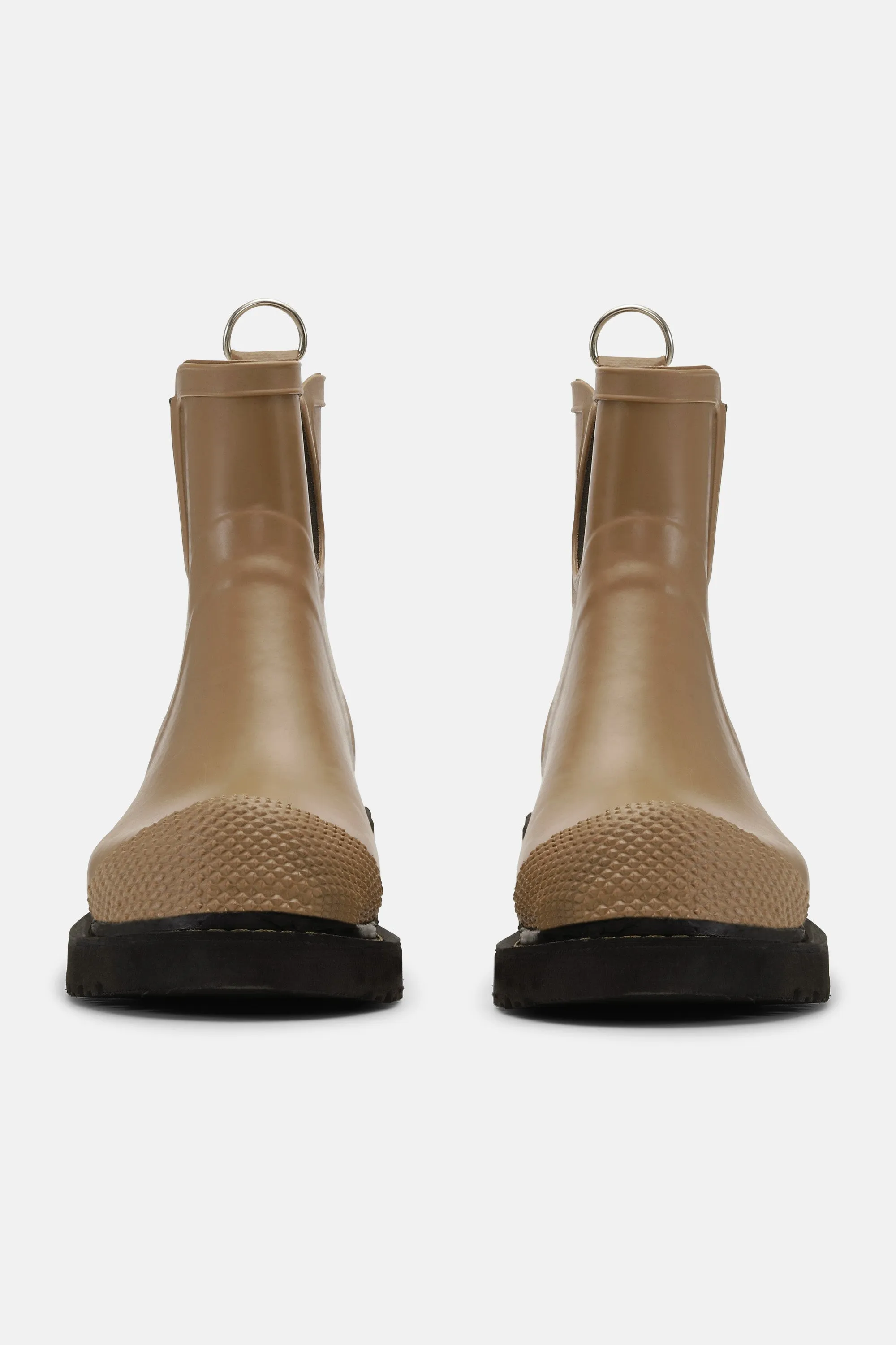 Short Rubber Boots With High Heel - Otter