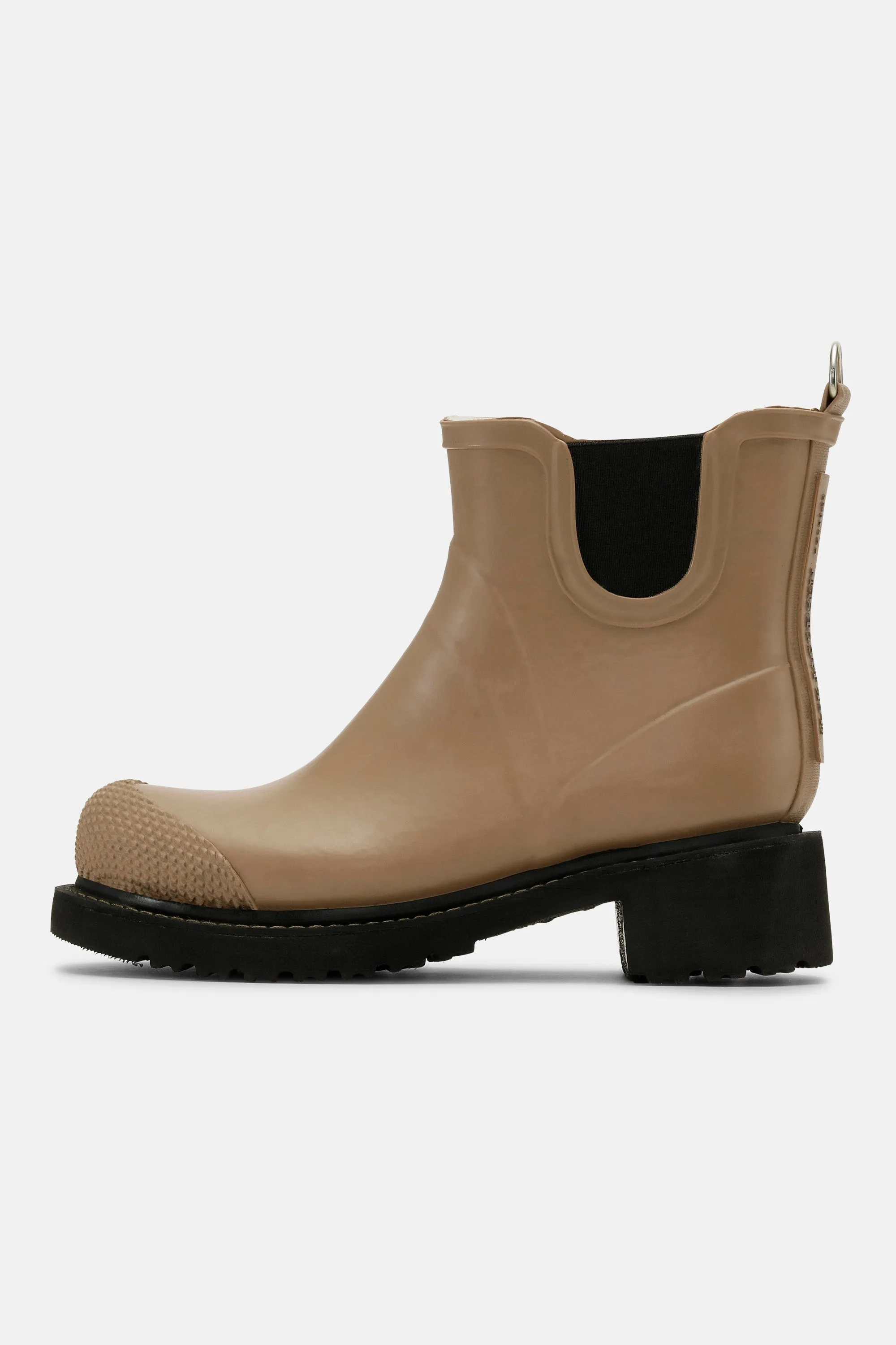 Short Rubber Boots With High Heel - Otter