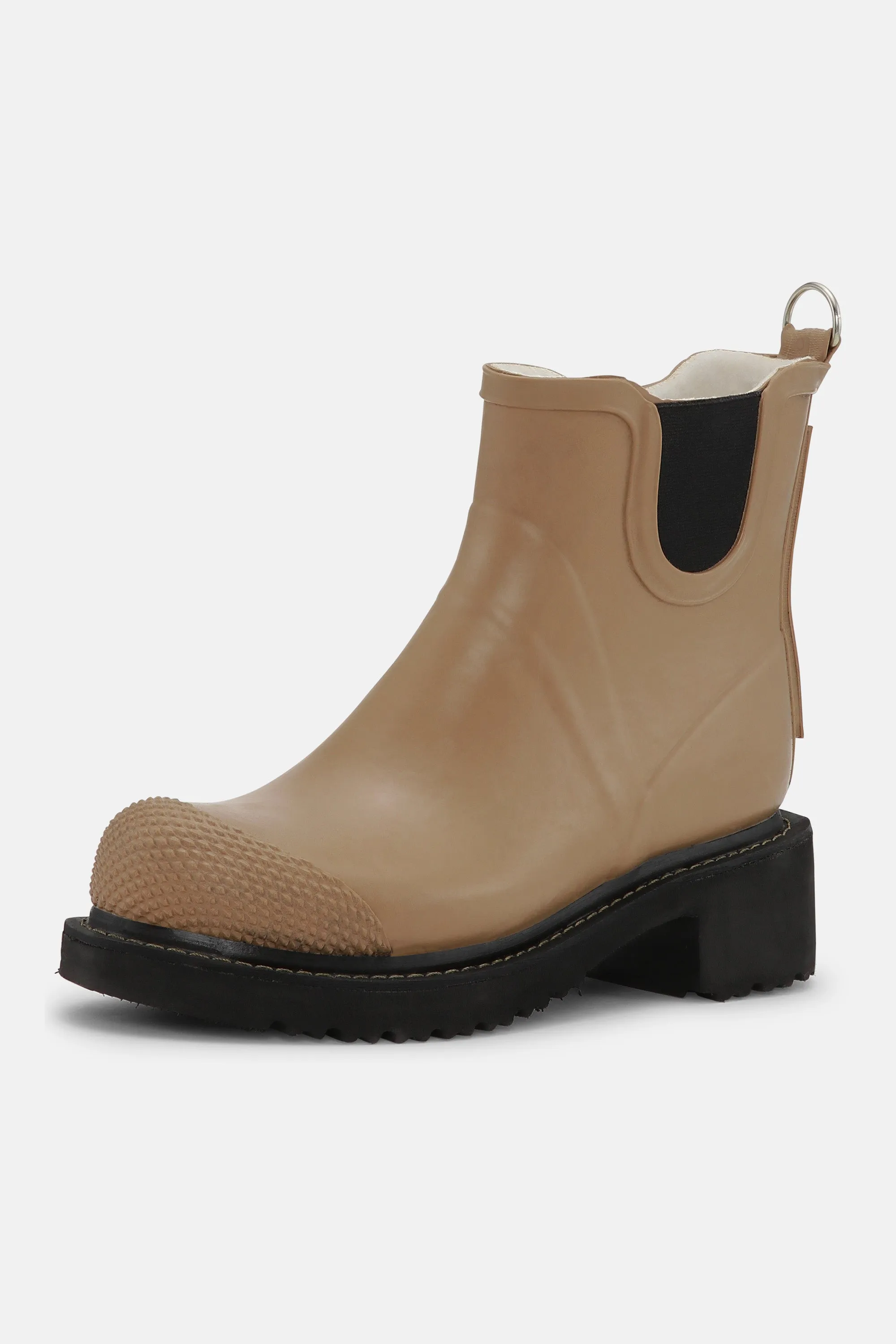 Short Rubber Boots With High Heel - Otter
