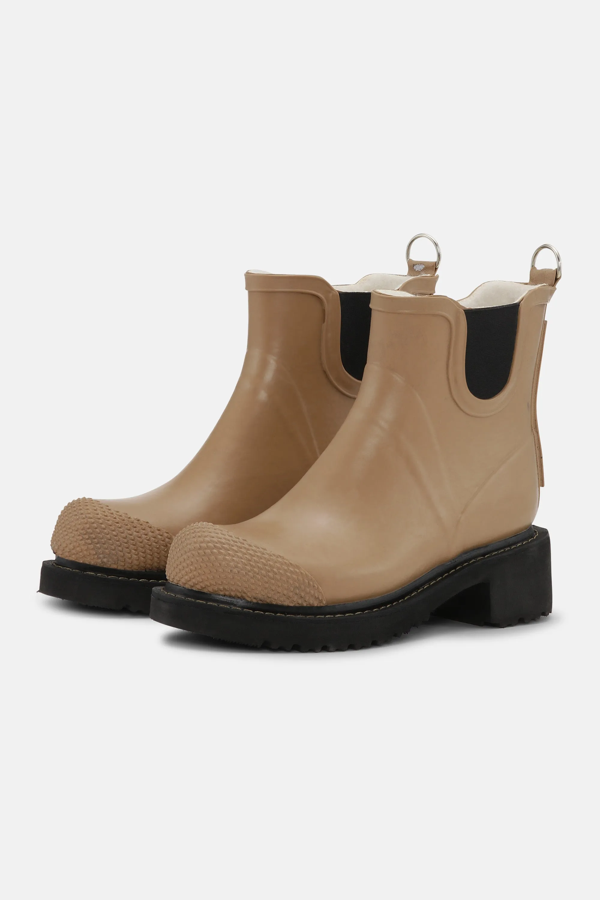 Short Rubber Boots With High Heel - Otter