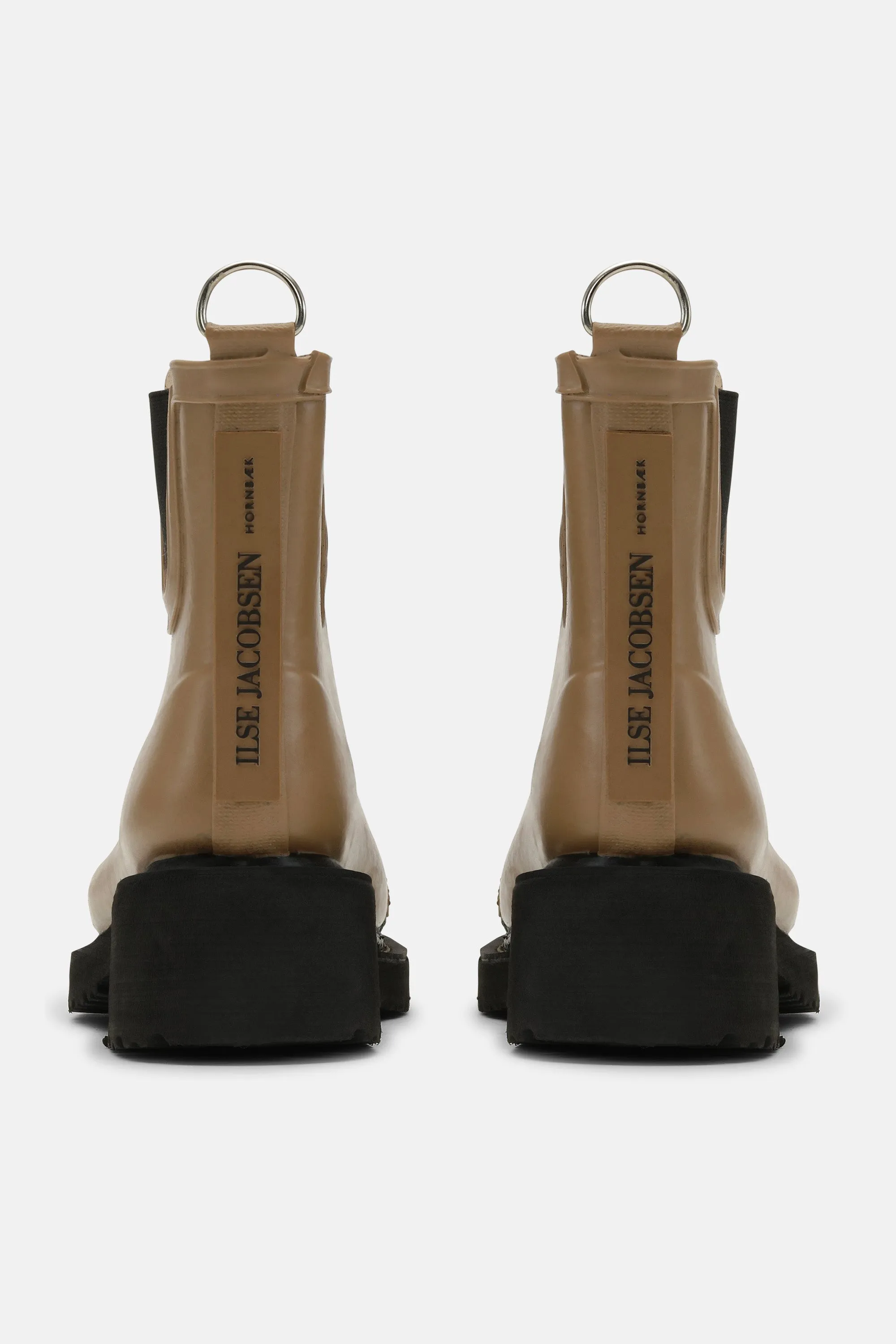 Short Rubber Boots With High Heel - Otter