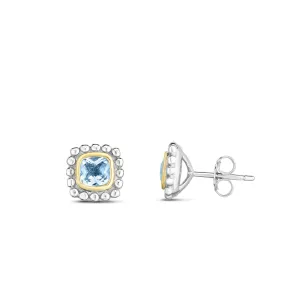 Silver & 18K Gold Prosecco Quadra Aquamarine Studs