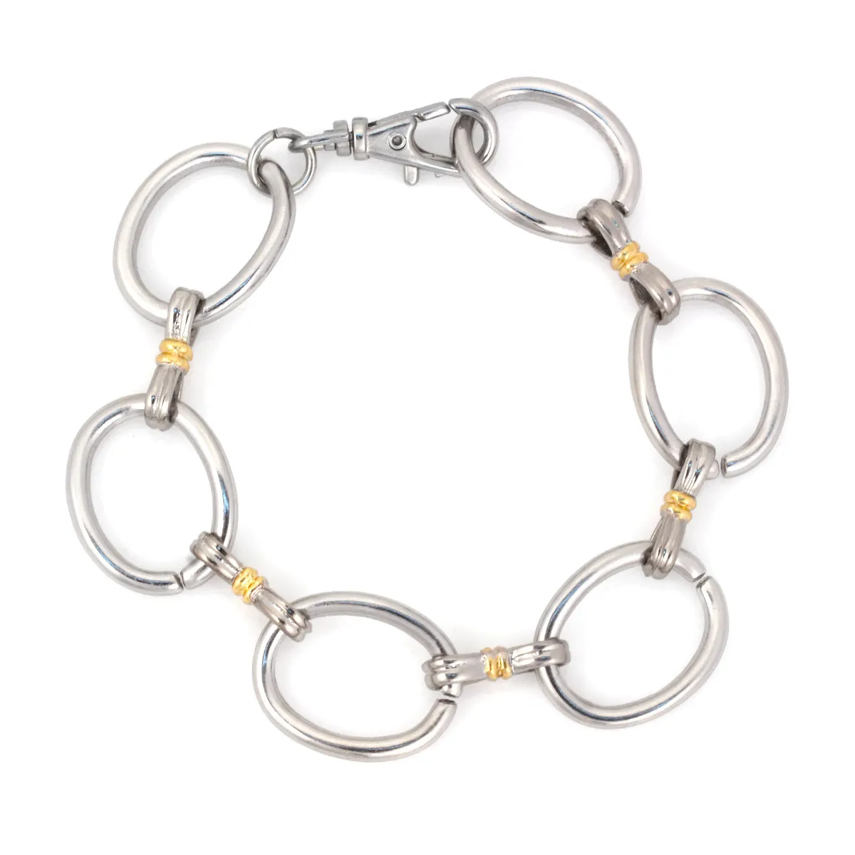 SILVER AND GOLD LINK BRACELET #GE-0310803 (SHBE12)